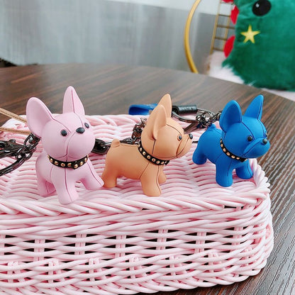 Wine Red Cute Resin French Bulldog Keychain Pendant for Backpacks and Keys – Trendy Frenchie Dog Bag Hanging Ornament, Stylish Accessory Solution for Local Trendsetters