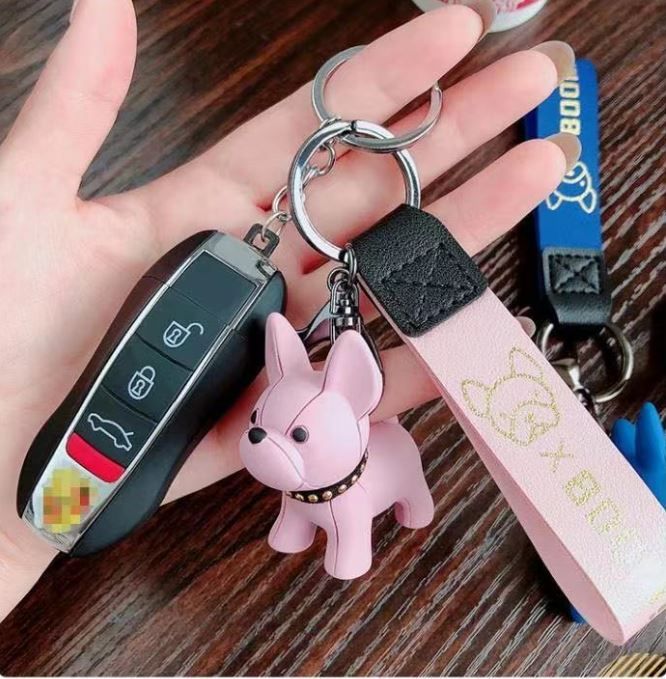 Wine Red Cute Resin French Bulldog Keychain Pendant for Backpacks and Keys – Trendy Frenchie Dog Bag Hanging Ornament, Stylish Accessory Solution for Local Trendsetters