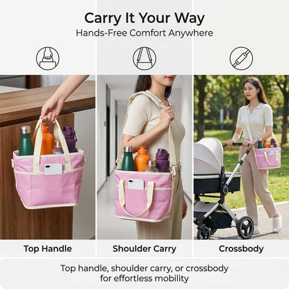 Black and Purple Foldable 4-Zone Car Insulated Drink Carrier Bag Bonus 2 Pack Mutifunctional Headrest Hook Phone Holders, No-Spill Car Cup Holder Organizer and Back Seat Mobile Phone Mount Travel Set for Most Water Bottles