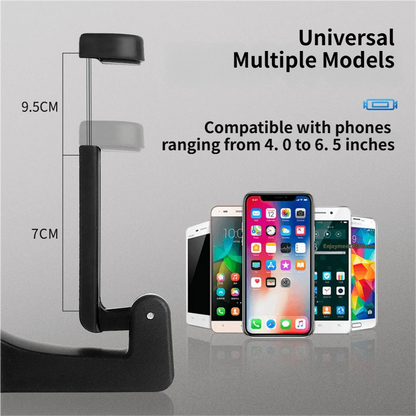 4 Pack Black Car Headrest Hook with Phone Holder for Purses Bags and 4-6.5 Inch Smartphones, Universal 360 Rotation Back Seat Storage Hook and Mobile Stand
