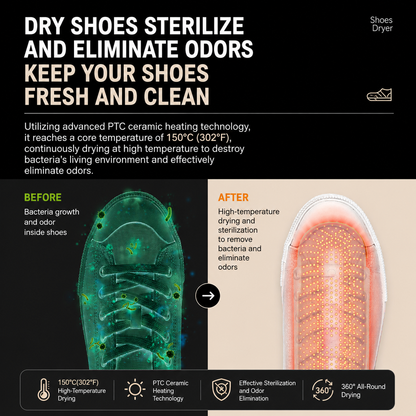 USB Powered Telescopic Shoe Dryer with 3 Level Timer and Multi Airflow Hole, Adjustable for EU Shoe Size 28-45, Electric Portable Footwear Deodoriser and Warmer for Sneakers Boots Socks Gloves Drying