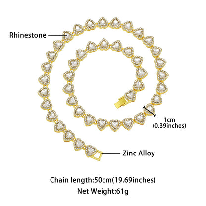 8 inch Silver-Plated & Gold-Plated Heart Rhinestone Tennis Bracelet for Women, Crystal Heart Chain Fashion Jewelry Accessories with Gift Box (2 Pack)
