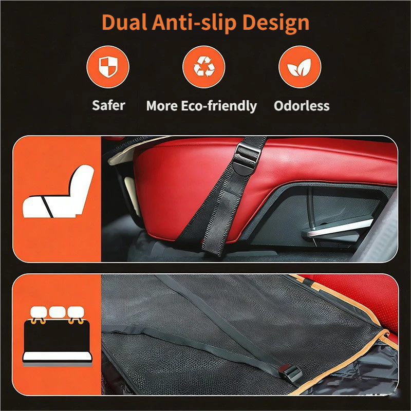 Waterproof Dog Car Rear Seat Protector 135 x 148CM - Durable Oxford Non Slip Pet Hammock with Storage Pockets , Zipper Mesh Window and 6 Fixed Buckles, Seat Belt Access Opening and Pet Leash