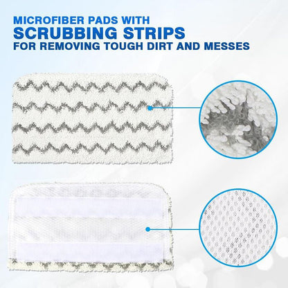 Shark Steam Mop Replacement Microfiber Scrubbing Pads 6 Pack - Reusable Machine Washable Floor Cleaning Pads 32 x 16.5 cm, Compatible with Shark S1000, S1000A, S1000C, S1000WM, S1001C