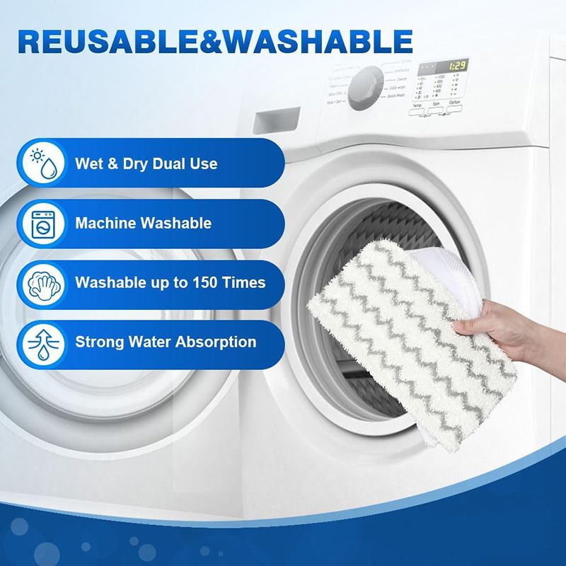Shark Steam Mop Replacement Microfiber Scrubbing Pads 6 Pack - Reusable Machine Washable Floor Cleaning Pads 32 x 16.5 cm, Compatible with Shark S1000, S1000A, S1000C, S1000WM, S1001C