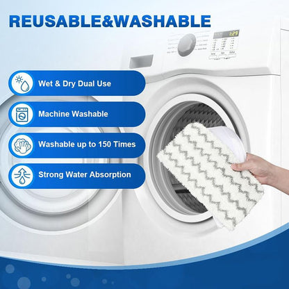 Shark Steam Mop Replacement Microfiber Scrubbing Pads 6 Pack - Reusable Machine Washable Floor Cleaning Pads 32 x 16.5 cm, Compatible with Shark S1000, S1000A, S1000C, S1000WM, S1001C