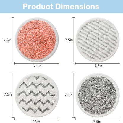 Style 3 Shark Steam Dual-Head Mop Replacement Pads 8 Pack - 7.5 Inch Reusable Round Microfiber Scrubbing Pads Compatible with Shark S7000, S7201, S8001, S8201, S7001, S7000AMZ, S7001TGT, S7005, S7020