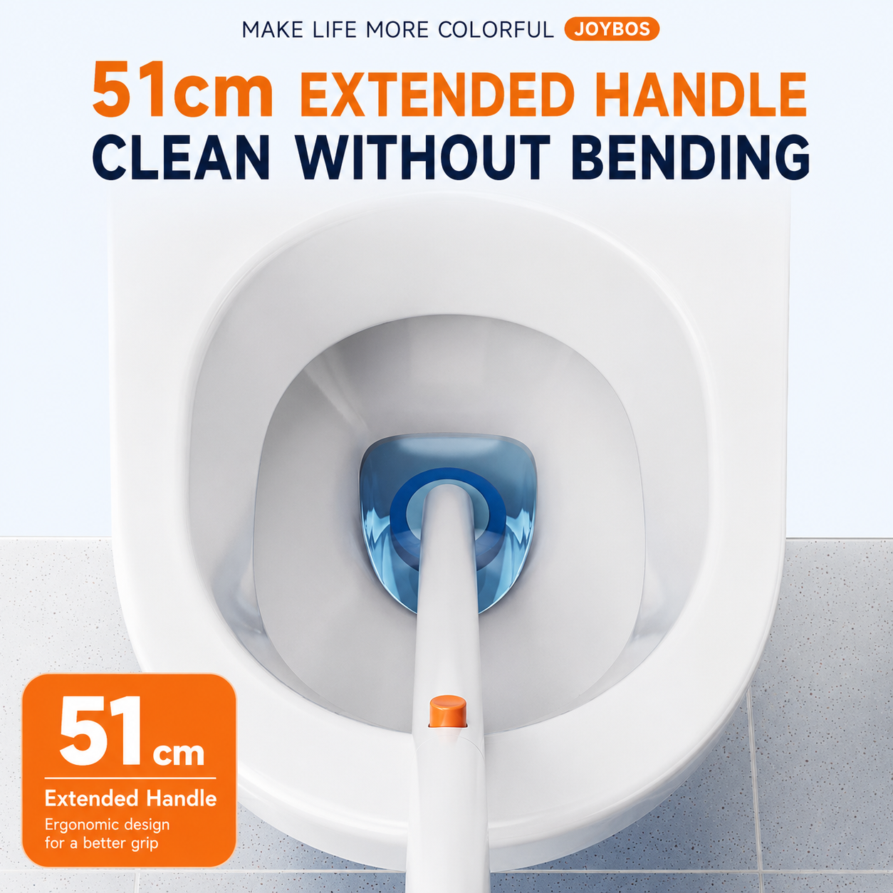 Automatic Flip-Open Disposable Toilet Brush Set with 21 Cleaning Refill Heads, Wall Mounted Storage, One-Button Hygienic Release, 360° Rotating Deep Cleaning, 51cm Long Handle Bathroom Toilet Cleaner