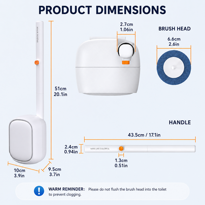 Automatic Flip-Open Disposable Toilet Brush Set with 21 Cleaning Refill Heads, Wall Mounted Storage, One-Button Hygienic Release, 360° Rotating Deep Cleaning, 51cm Long Handle Bathroom Toilet Cleaner