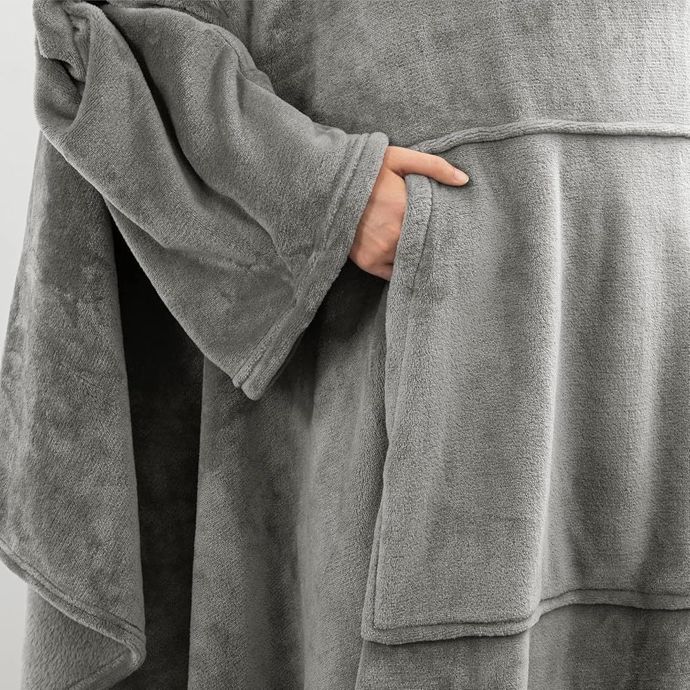 Pink 180 x 120CM Extra Large Wearable Wrap Blanket with Sleeves and Large Pocket, Cozy Thickened Composed Flannel Sherpa Fleece Oversized TV Blanket Robe and Sofa Throw for Home Lounging