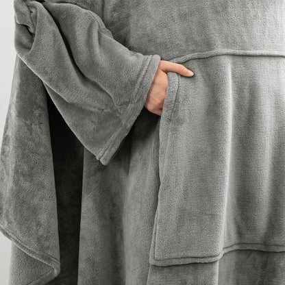 Pink 180 x 120CM Extra Large Wearable Wrap Blanket with Sleeves and Large Pocket, Cozy Thickened Composed Flannel Sherpa Fleece Oversized TV Blanket Robe and Sofa Throw for Home Lounging