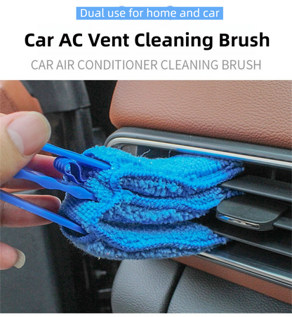 4 Pack Yellow Shutter and Car AC Vent Cleaner Brush with Washable Microfiber Cleaning Cloth – Reusable Window Blind Dust Remover for Air Vent, Car AC Vent, Fan & Narrow Gap