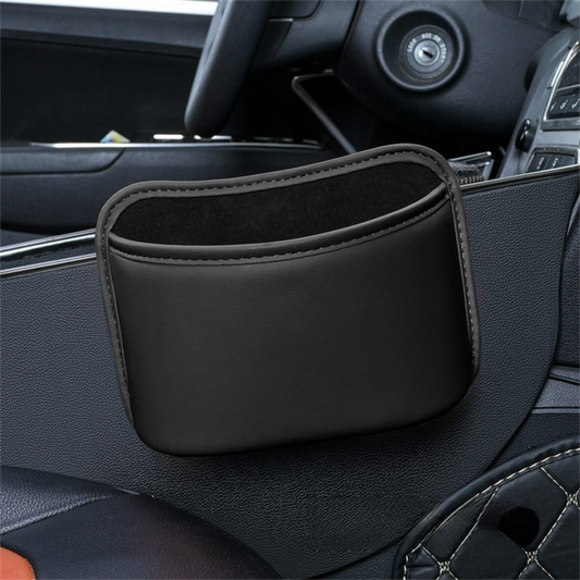 Black Waterproof Leather Car Hanging Storage Organizer with Back Clip 20 x 14.5CM – Mutifunctional Car Trash Bin Cup Holder Phone Storage Pocket for Seat Back, Door & Center Console
