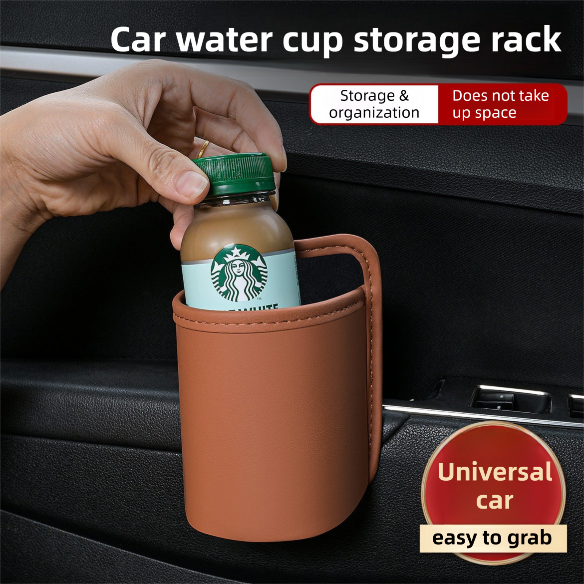 Wine Red Waterproof Leather Car Hanging Storage Organizer with Back Clip 14.5 x 10.5CM – Mutifunctional Car Trash Bin Cup Holder Phone Storage Pocket for Seat Back, Door & Center Console