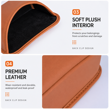 Wine Red Waterproof Leather Car Hanging Storage Organizer with Back Clip 14.5 x 10.5CM – Mutifunctional Car Trash Bin Cup Holder Phone Storage Pocket for Seat Back, Door & Center Console