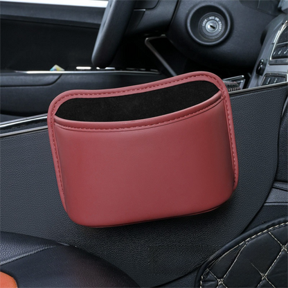 Wine Red Waterproof Leather Car Hanging Storage Organizer with Back Clip 20 x 14.5CM – Mutifunctional Car Trash Bin Cup Holder Phone Storage Pocket for Seat Back, Door & Center Console