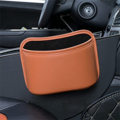 Orange Waterproof Leather Car Hanging Storage Organizer with Back Clip 20 x 14.5CM â€“ Mutifunctional Car Trash Bin Cup Holder Phone Storage Pocket for Seat Back, Door & Center Console