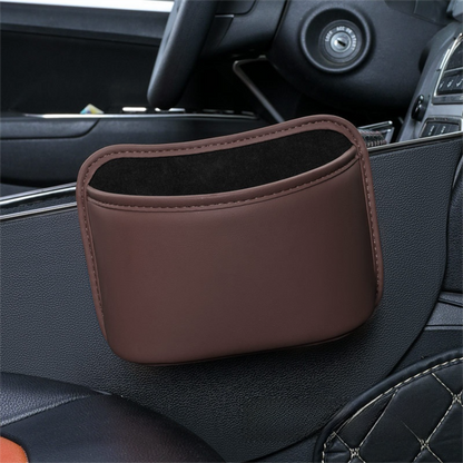 Coffee Waterproof Leather Car Hanging Storage Organizer with Back Clip 20 x 14.5CM â€“ Mutifunctional Car Trash Bin Cup Holder Phone Storage Pocket for Seat Back, Door & Center Console