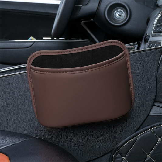 Coffee Waterproof Leather Car Hanging Storage Organizer with Back Clip 20 x 14.5CM â€“ Mutifunctional Car Trash Bin Cup Holder Phone Storage Pocket for Seat Back, Door & Center Console