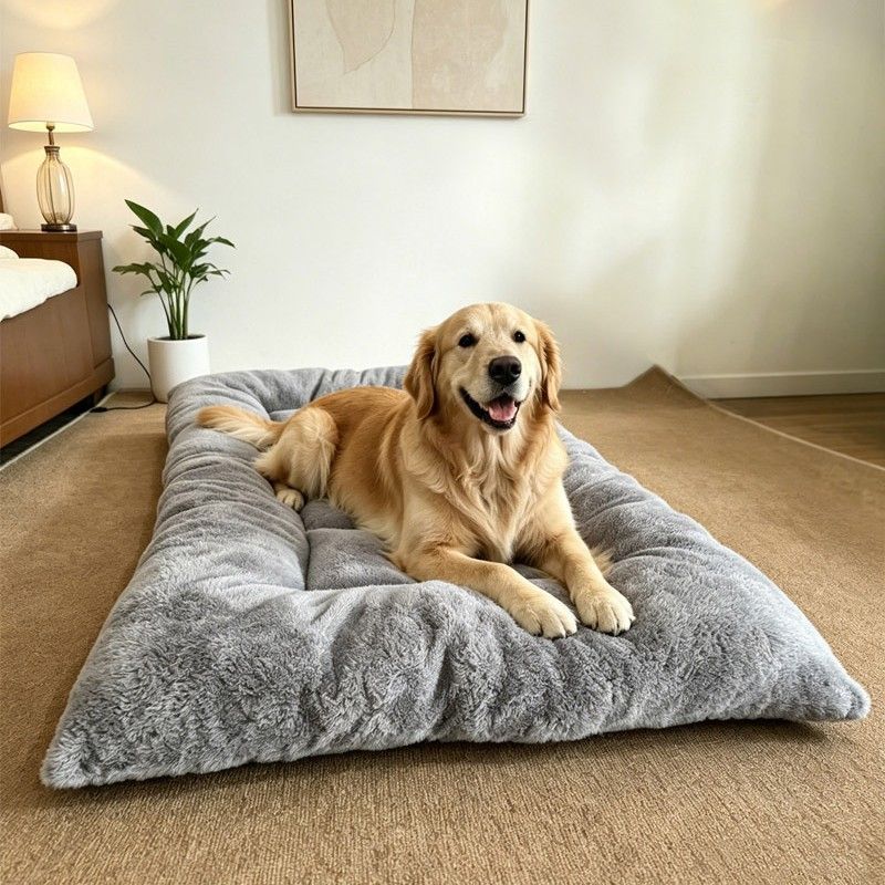 40 x 60CM Large Plush Pet Bed Mat for Dogs & Cats â€“ Light Grey Double-Sided Soft Cushion, Breathable Moisture-Resistant Sleeping Pad for Small, Medium & Large Pets