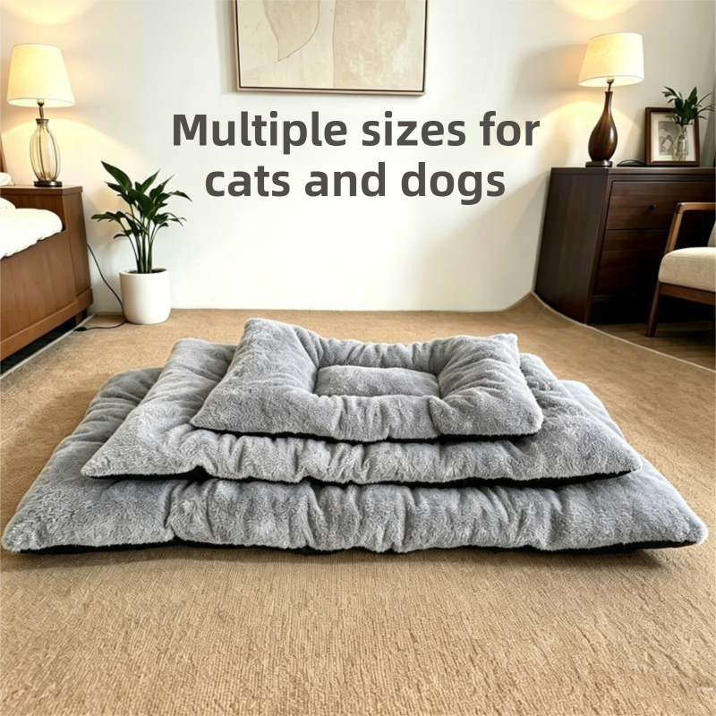 40 x 60CM Large Plush Pet Bed Mat for Dogs & Cats â€“ Light Grey Double-Sided Soft Cushion, Breathable Moisture-Resistant Sleeping Pad for Small, Medium & Large Pets
