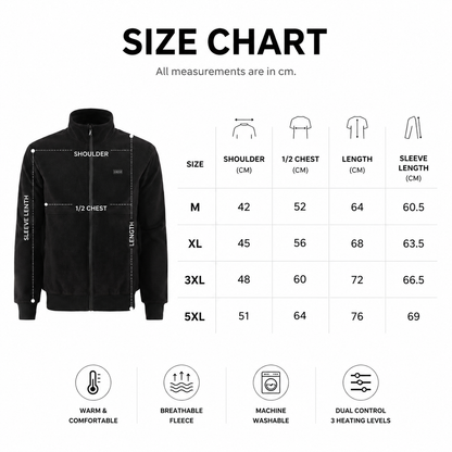 XL Size Winter USB Heated Windproof Soft Fleece Warm Jacket for Men and Women â€“ 8 Zones Graphene & Carbon Fiber Fast Heating Coat with Front & Back Dual-Control Button and 3 Level Heating, Washable Design, Muti Pockets, Ribbed Cuff & Stand Collar