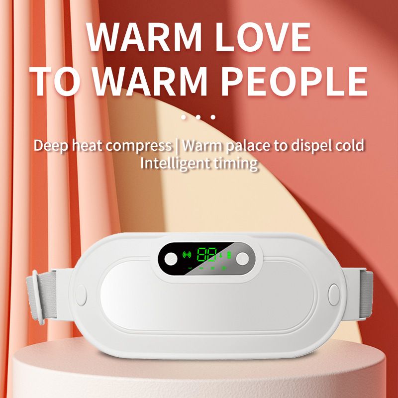 Green Portable USB Rechargeable Graphene Heating Waist Belt with Gift Box - 4 Modes Vibrating Abdominal Massager & 3 Levels Large Area Heating Therapy Pad for Women