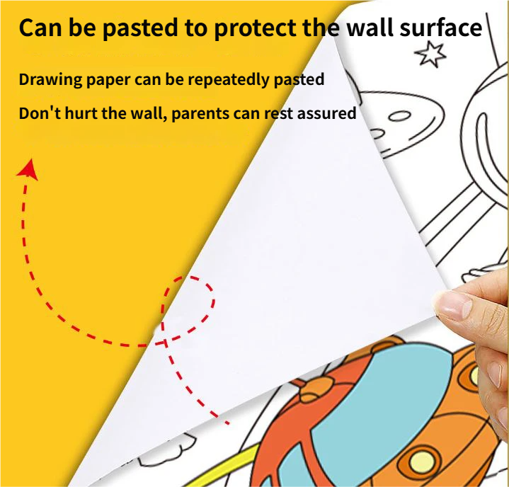 3M Extra Long Reusable Coloring Paper Roll 2 Pack, Lovely Princess + Daily Life Theme Self-Adhesive Wall Coloring Poster and DIY Cuttable Drawing Craft Paper Scroll with Gift Box