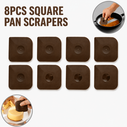 8-Pack Coffee Nylon Non-Stick Pan Scraper Set with Ergonomic Angled Edges Design â€“ Multipurpose Kitchen Cleaning Scraper for Cast Iron, Bakeware & Cookware