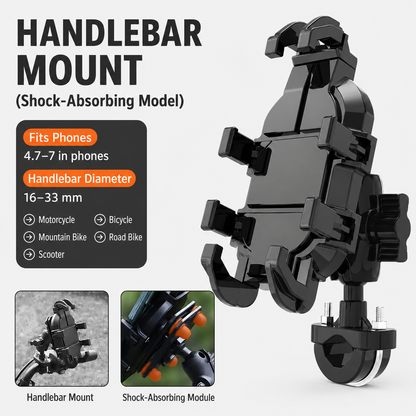 2-Piece Winter Riding Essentials Set with 8 Claw Secure Grip Bike Phone Mount and Suede Flip-Top Touchscreen Thermal Gloves â€“ 360Â° Rotation Adjustment and Silicone Anti-Shock Module, Universal Handlebar Cradle for Motorcycle MTB & Road Cycling