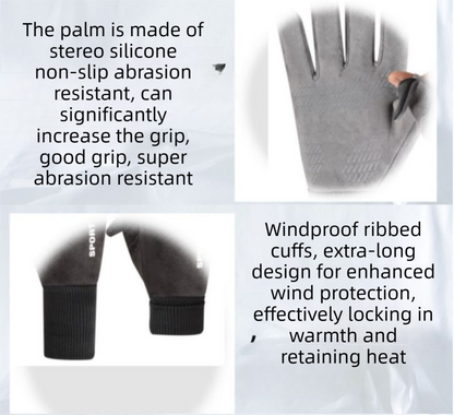 2-Piece Winter Riding Essentials Set with 8 Claw Secure Grip Bike Phone Mount and Suede Flip-Top Touchscreen Thermal Gloves â€“ 360Â° Rotation Adjustment and Silicone Anti-Shock Module, Universal Handlebar Cradle for Motorcycle MTB & Road Cycling