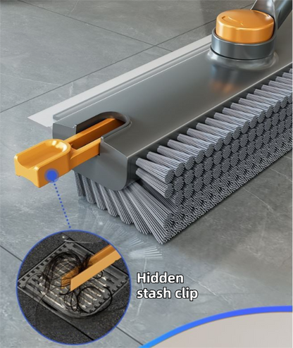 2-Piece Deep Cleaning Floor Brush and Mini Detail Gap Brush Set for Large Surfaces & Tight Gaps â€“ Grey Orange Heavy Duty 360Â° Rotating V-Shaped Floor Scrubber with Silicone Squeegee and 134CM Telescopic Handle for Outdoor & Indoor Use