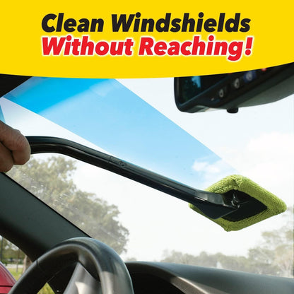 Car Windshield Rotating Defogger Cleaner Brush with 6 Washable Microfibre Pads, Spray Bottle and Detachable Handle for Home Car Fog Dust Stain Removal