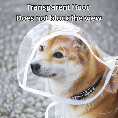 3XL Size Waterproof EVA Transparent Dog Hooded Raincoat and Pet Full-Coverage Poncho with Adjustable Snaps & Hidden Leash Opening, Quick-Drying and Easy to Clean for Small Medium Large Dogs