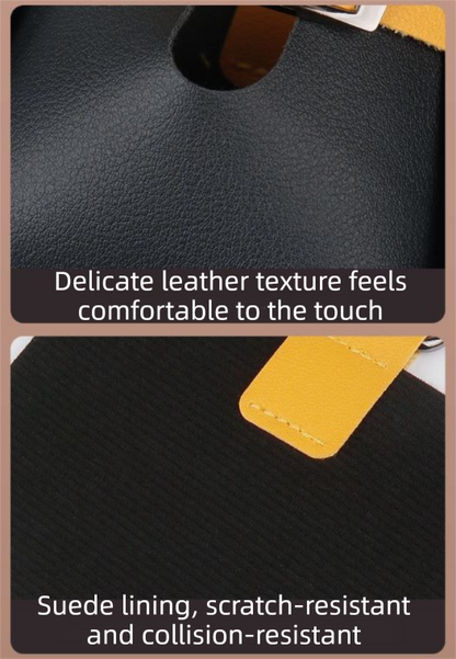 2-Pack Black Car Air Vent Leather Storage Pockets with Soft Velvet Lining & Vent Clip - Compact Hanging Organizer Storage Bag, Charging Cable Access and Open-top Design for Phone Keys Sunglasses and Bottles