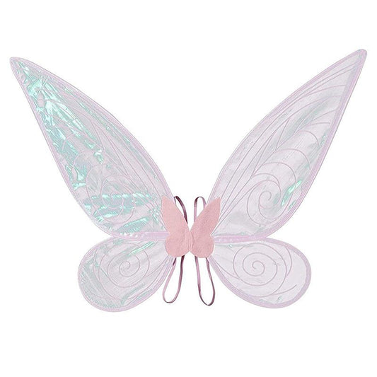 Pink Fairy Shimmering Butterfly Wings Costume with Elastic Shoulder Strap â€“ Iridescent Translucent Angel Dress-Up Wings, Lightweight and Foldable for Girls, Princess Party, Halloween & Cosplay Accessory