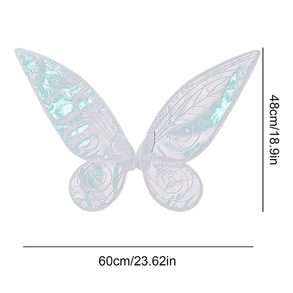 Blue Fairy Shimmering Butterfly Wings Costume with Elastic Shoulder Strap â€“ Iridescent Translucent Angel Dress-Up Wings, Lightweight and Foldable for Girls, Princess Party, Halloween & Cosplay Accessory