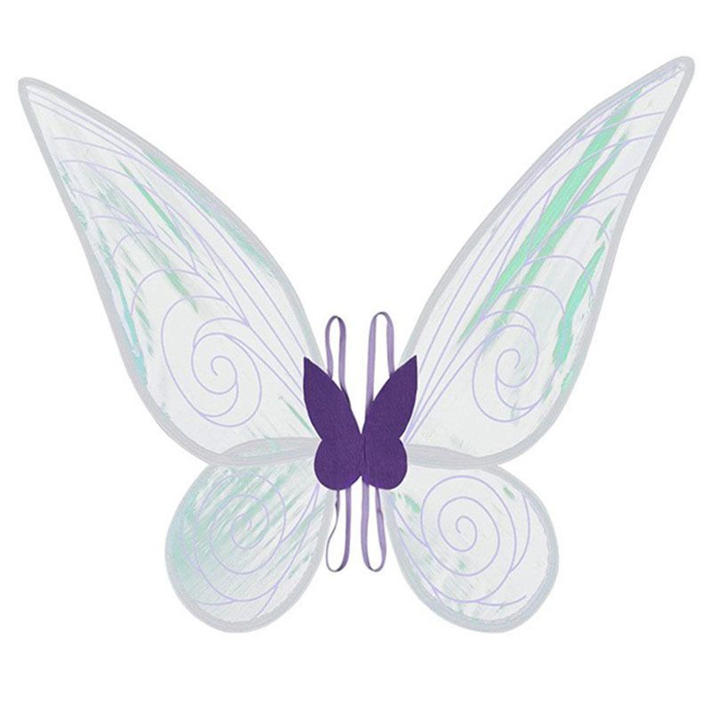 Purple Fairy Shimmering Butterfly Wings Costume with Elastic Shoulder Strap â€“ Iridescent Translucent Angel Dress-Up Wings, Lightweight and Foldable for Girls, Princess Party, Halloween & Cosplay Accessory