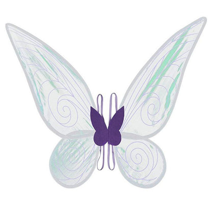 Purple Fairy Shimmering Butterfly Wings Costume with Elastic Shoulder Strap â€“ Iridescent Translucent Angel Dress-Up Wings, Lightweight and Foldable for Girls, Princess Party, Halloween & Cosplay Accessory