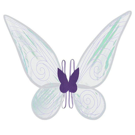 Purple Fairy Shimmering Butterfly Wings Costume with Elastic Shoulder Strap â€“ Iridescent Translucent Angel Dress-Up Wings, Lightweight and Foldable for Girls, Princess Party, Halloween & Cosplay Accessory