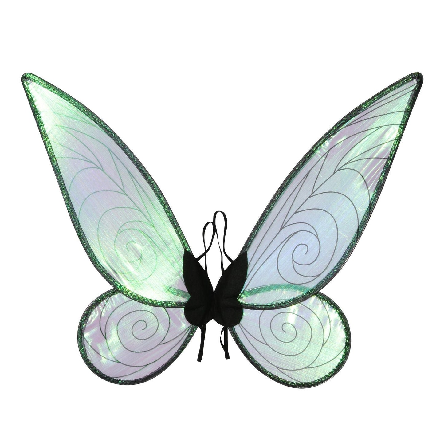 Black Fairy Shimmering Butterfly Wings Costume with Elastic Shoulder Strap â€“ Iridescent Translucent Angel Dress-Up Wings, Lightweight and Foldable for Girls, Princess Party, Halloween & Cosplay Accessory
