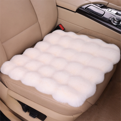 Winter Soft 3D Fluffy Bubble Fleece Car Front Seat Single Pad with Non-Slip Backing, Universal Warm Plush Car Seat Cover 45 x 45cm White