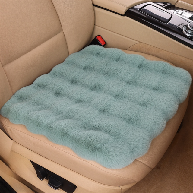 Winter Soft 3D Fluffy Bubble Fleece Car Front Seat Single Pad with Non-Slip Backing, Universal Warm Plush Car Seat Cover 45 x 45cm Green