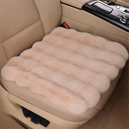Khaki Soft 3D Fluffy Bubble Fleece Car Front Seat Single Pad with Non-Slip Backing, Universal Warm Plush Car Seat Cover 45 x 45cm White