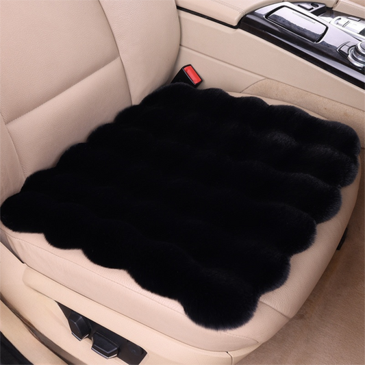 Winter Soft 3D Fluffy Bubble Fleece Car Front Seat Single Pad with Non-Slip Backing, Universal Warm Plush Car Seat Cover 45 x 45cm Black