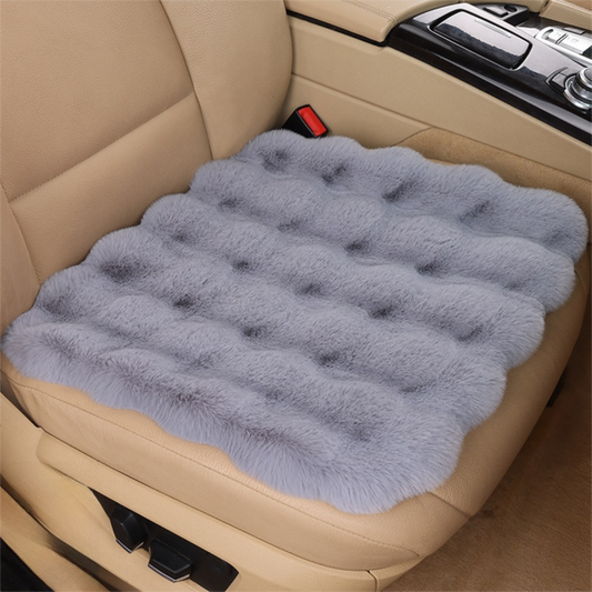 Winter Soft 3D Fluffy Bubble Fleece Car Front Seat Single Pad with Non-Slip Backing, Universal Warm Plush Car Seat Cover 45 x 45cm Light Grey