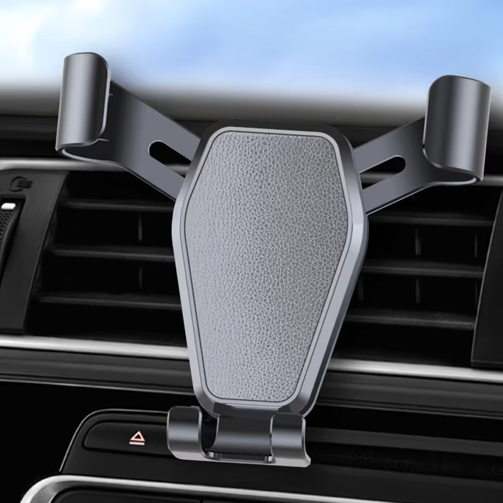 Black Car Air Vent Gravity Phone Holder, Auto-Clamping Mechanical Navigation Mount Applicable 4.6â€“7 Inch Phone - One-Hand Operation, Triangle Stability & Gravity Locking