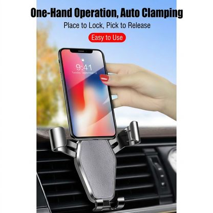 Black Car Air Vent Gravity Phone Holder, Auto-Clamping Mechanical Navigation Mount Applicable 4.6â€“7 Inch Phone - One-Hand Operation, Triangle Stability & Gravity Locking