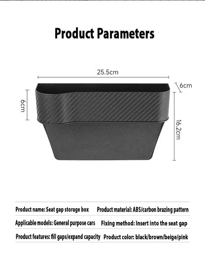 1 Pair Carbon Fiber Car Seat Gap Filler Organizer, Console Crevice Plug-in Storage Box for Main & Co-pilot, Multi Compartment Design with Cup Holder, Card Slot and Phone Charging Slot