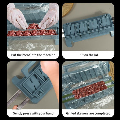 Grey Portable Folding Kebab Maker and BBQ Skewer Tool - Hygienic Quick Efficient Kebab Preparing for Outdoor BBQ, Camping & Kitchen Cooking